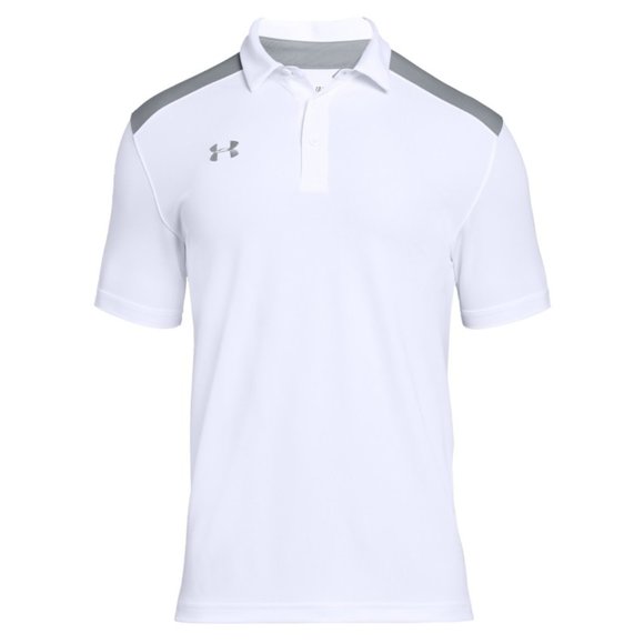 Men's White/Grey Under Armour Colorblock Polo - Picture 1 of 1